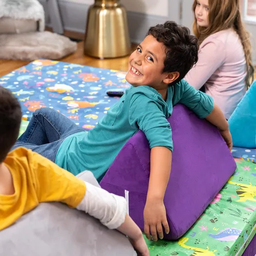Vista 6 de Jaxx Playscape - Imaginativo juego de muebles modulares/sofá - Patrones divertidos para niños (arco iris/rosa)