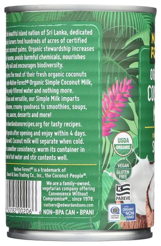 Vista 6 de Native Forest, Leche de Coco Orgánica Sin Azúcar, 13.5 Fl Oz