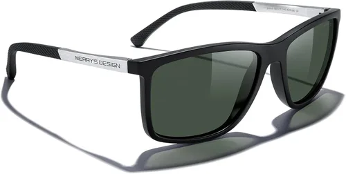 Vista 6 de MERRY'S Gafas de sol polarizadas rectángulo unisex para pesca que conduce el templo de aluminio S8658 del golf