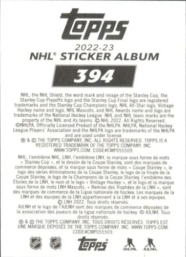 Vista 2 de 2022-23 Topps NHL Stickers Collection Hockey #394 S.J. Sharkie San Jose Sharks Foil Officially Licensed Sticker Card