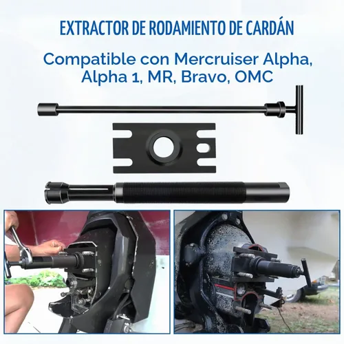 Vista 4 de Extractor de rodamientos de cardán, herramienta de eliminación de rodamientos de cardán para Mercruiser Alpha, Alpha 1, MR, Bravo, OMC - Herramienta