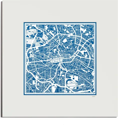 Vista 27 de O3 Design Studio Mapa de corte de papel de París, color negro mate, 20 x 20 pulgadas, arte en papel