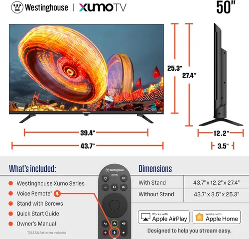 Vista 7 de Westinghouse Xumo Smart TV de 50 pulgadas, 4K UHD, control remoto de voz
