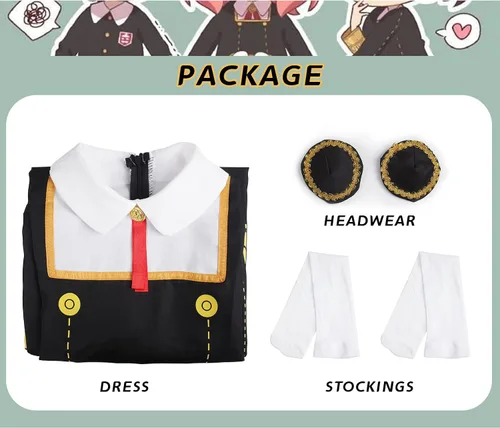 Vista 4 de Disfraz de anime espía × familia Anya Loid Forger cosplay uniforme de Halloween para niñas y hombres