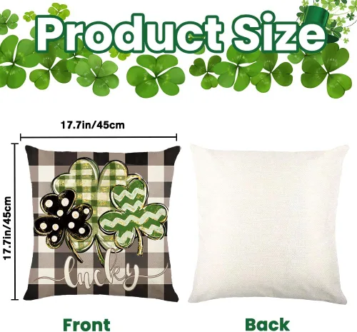 Vista 2 de Vellibring Fundas de almohada del Día de San Patricio de 18 x 18 pulgadas, fundas de almohada para decoración de sofá y decoración de sofá, diseño
