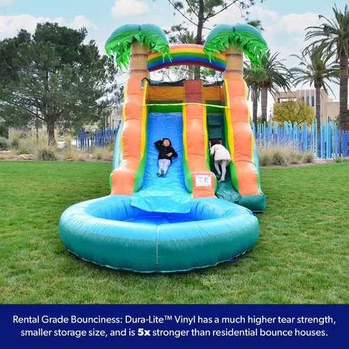 Vista 11 de HeroKiddo - Tobogán acuático inflable comercial de 13 pies con soplador