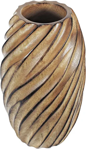 Vista 7 de AeraVida Jarrón de madera de árbol de mango marrón claro en espiral rústico moderno hecho a mano para el hogar Decoración de madera natural