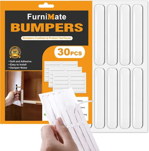 Vista 9 de 4 piezas de topes largos para muebles - Protectores de pared, tope de puerta de refrigerador, 5.5x0.7x0.2 pulgadas