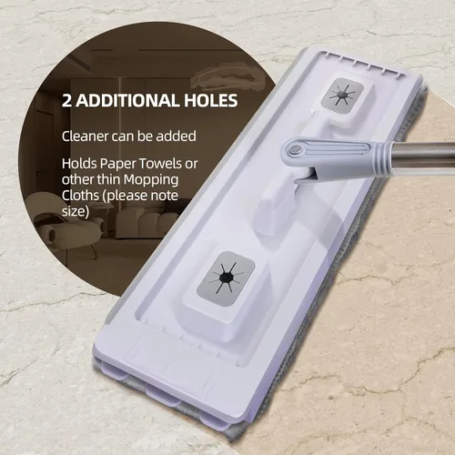 Vista 6 de Kit de trapeador de piso y pared: limpiador de mango largo con escurridor, balde lavable de microfibra para cocina, baño y madera dura