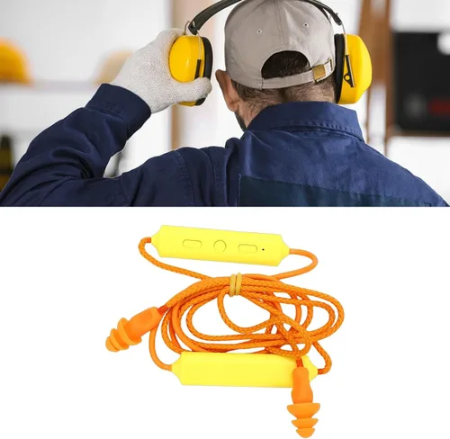 Vista 4 de ASHATA Auriculares Bluetooth con banda para el cuello, IPX5, a prueba de agua, 200 mAh, recargable, para taller de construcción (amarillo)