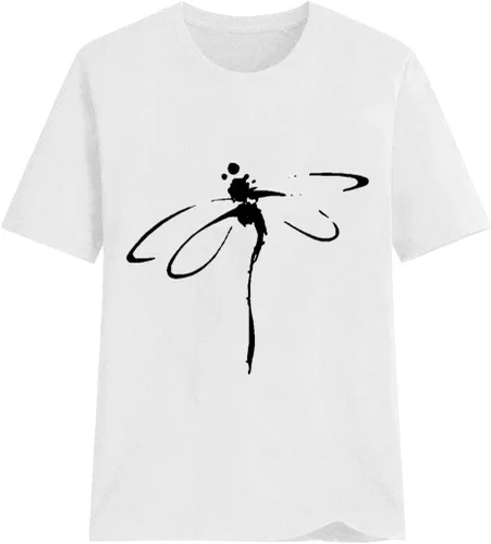 Vista 2 de Camiseta con estampado de animales para mujer, camiseta de libélula divertida, linda camiseta de manga corta, blusa de primavera 2023, camisas