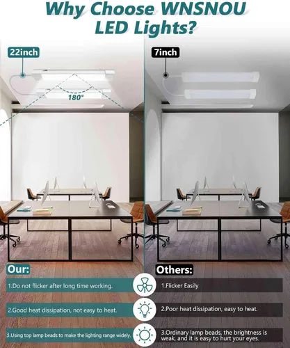 Vista 5 de WNSNOU Lámpara de Tubo LED con Enchufe, Luz Utilitaria de Tienda de 1.4 pies, 1800 LM, 5000 K, Luz de Gabinete Enlazable para Garaje, Cocina, Baño