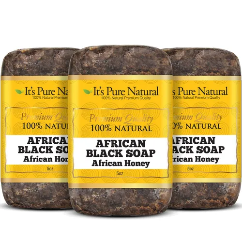 Vista 14 de It's Pure Natural Barras de jabón africanas negras con solución para el acné (paquete de 3) jabón orgánico crudo para cara y cuerpo, tratamiento