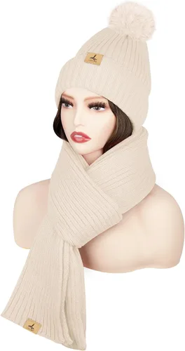Vista 2 de Conjunto de guantes para pantalla táctil y gorro para exteriores