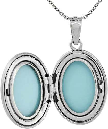 Vista 2 de Plata de ley Pequeño Oval Guadalupe Collar con camafeo 58inch