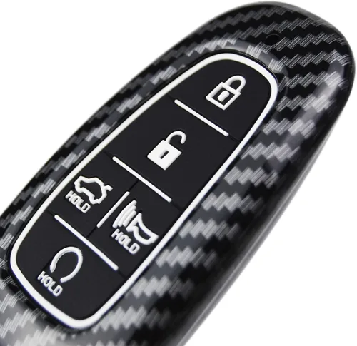 Vista 3 de Funda Protectora de Llavero de 2 Capas Hibrida de Carbono para Hyundai Tucson Tuscon Hybrid Se Sel Santa Fe Palisade Sonata Santa Cruz Ioniq 5 Nexo