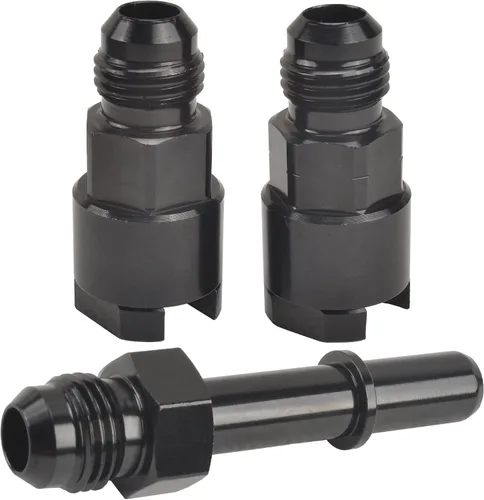 Vista 10 de Adaptador de combustible Conector 6AN macho acampanado a 3/8" y 5/16" Conexión/desconexión rápida hembra Empuje EFI Conector Aluminio Negro