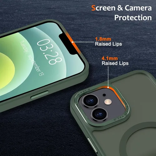Vista 553 de Anuck - Funda magnética para iPhone 11 compatible con MagSafe, carcasa trasera mate translúcida dura, borde de TPU, delgada, resistente a impactos