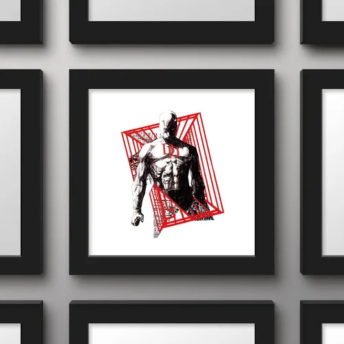 Vista 2 de Trends International Gallery Pops Marvel Comics Daredevil - Póster geométrico de tinta de diablo, arte de pared, 12.00 x 12.00 pulgadas, versión