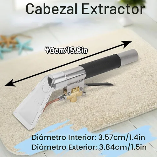 Vista 6 de Cabeza extractora, Accesorio de extractor de vacío para muebles de alfombra de tapicería, Accesorio extractor de alfombras de acero inoxidable