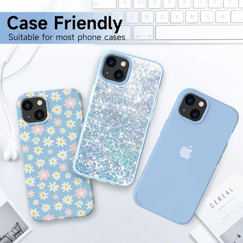 Vista 6 de YWXTW Protector de lente de cámara para iPhone 15/15 Plus/16e/ 17e, anillo de metal antiarañazos individual protector de pantalla de vidrio templado