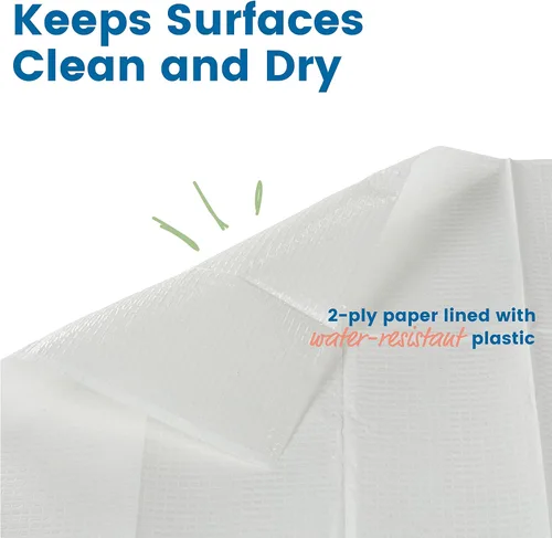 Vista 3 de ECR4Kids, Paños sanitarios desechables de 2 capas, pañuelos para estación de cambio, blancos, paquete de 500