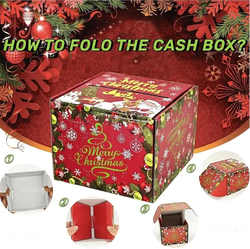 Vista 5 de Sbrvaniy Caja de dinero de Feliz Navidad para regalo en efectivo, divertidas cajas de regalo para efectivo, caja sorpresa caja de regalo