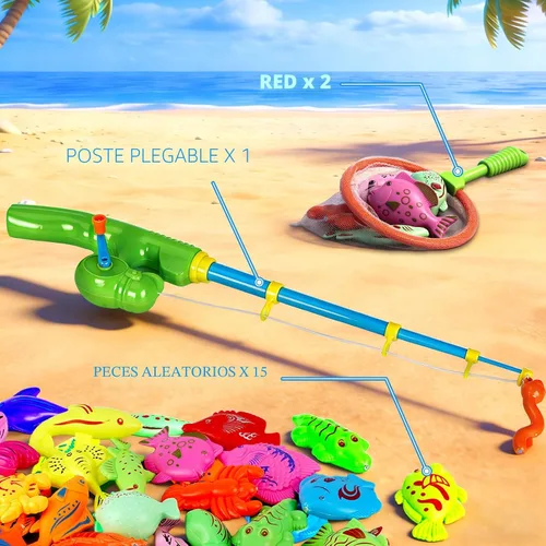Vista 2 de CozyBomB™ Juego de juguetes de pesca magnéticos para niños, mesa de agua, bañera para niños, piscina, fiesta, caña de caña, pesca flotante