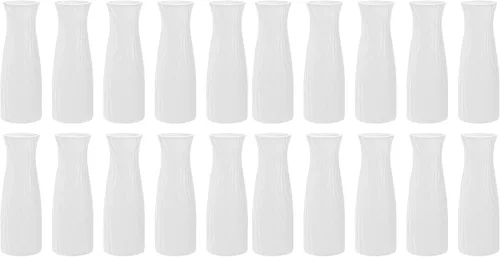 Vista 10 de SOUJOY Paquete de 10 jarrones de plástico compuesto, jarrón floral cónico blanco para decoración del hogar, pequeños jarrones irrompibles