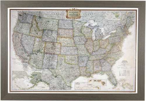 Vista 9 de Póster de lienzo enrollado personalizado con mapa de EE.UU. como arte de pared con chinchetas – Mapa ejecutivo grande de 24" x 36" de EE.UU.