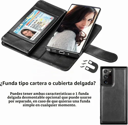 Vista 4 de Njjex Funda para Galaxy Note 20 Ultra (2020), para Samsung Note 20 Ultra 5G, [9 ranuras para tarjetas] Funda de piel sintética para crédito de Negro