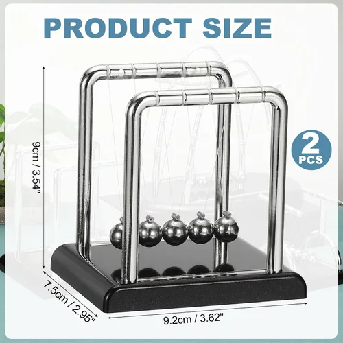 Vista 2 de PATIKIL Paquete de 2 cradle Newtons, péndulo de cuna de Newton, 5 bolas de equilibrio, juguetes de escritorio, bola de gravedad, divertida