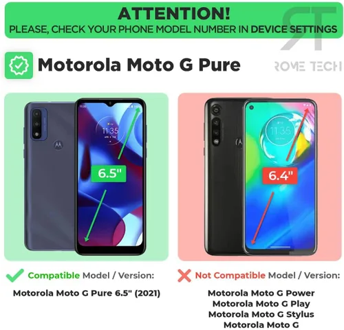 Vista 2 de Funda diseñada para Motorola Moto G Pure (2021) con funda de clip para cinturón, funda con función atril, color negro