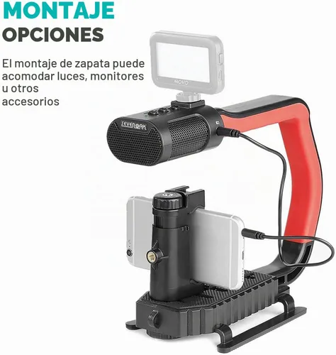 Vista 7 de Movo micrig Extreme Sport Edition – Mango de vídeo con micrófono estéreo integrados, Parabrisas, & Fisheye Lente para iPhone 5, 5 C, 5S, 6, 6s, 7