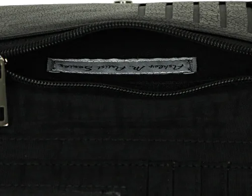 Vista 3 de Things2Die4 Billetera de moda estilo chequera negra y dorada, talla única, Negro
