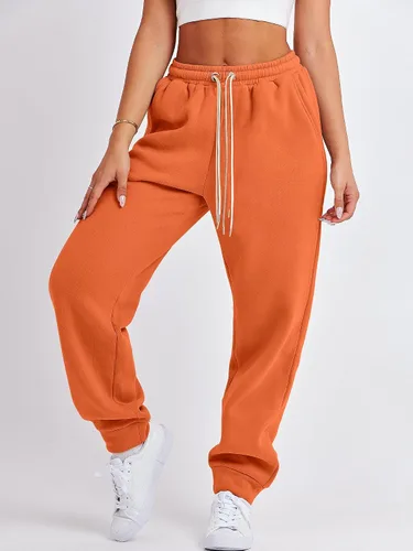Vista 9 de ANRABESS Pantalones deportivos holgados de forro polar de cintura alta para mujer, pantalones deportivos Y2K para adolescentes y niñas