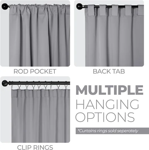 Vista 49 de BLUENILEMILLS Paneles de cortinas opacas para oscurecer la habitación con bolsillo para barra/pestañas traseras, cortinas perfectas para ventanas