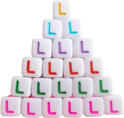 Vista 17 de Xeahung 200 cuentas de letras acrílicas cuadradas multicolor para hacer joyas, llaveros de bricolaje, collares, pulseras, decoraciones