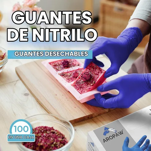 Vista 4 de Guantes azules de nitrilo, guantes desechables, cómodos, sin polvo, sin látex