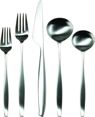 Vista 8 de Gourmet Settings Juego de cubiertos de acero inoxidable pulido, 60 piezas, 12 cubiertos de cocina, cuchillo, tenedor, cuchara