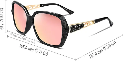 Vista 22 de FEISEDY - gafas de sol polarizadas para mujer, marco compuesto brillante B2289