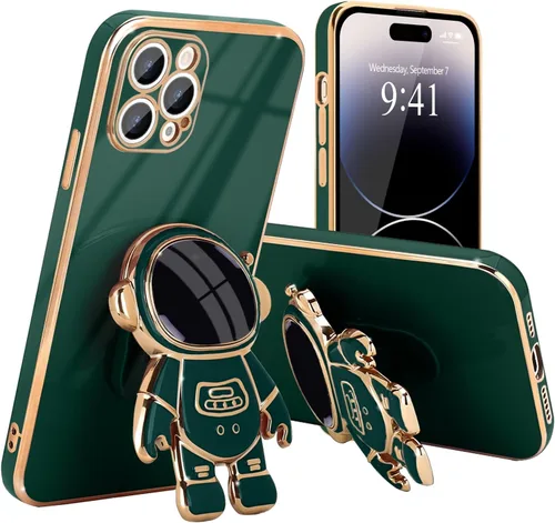 Vista 21 de Pepmune Funda compatible con iPhone 14 Plus, diseño de soporte de astronauta en 3D, protección de cámara, a prueba de golpes, suave funda para Apple