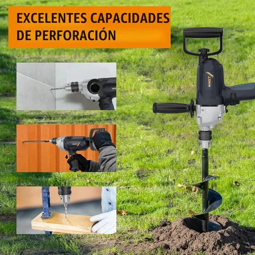 Vista 5 de MAXXT Mezclador de hormigón, mezclador de cemento de mano 9A, mezclador de taladro con mango de pala para taladrar y mezclar, mezclador de lodo