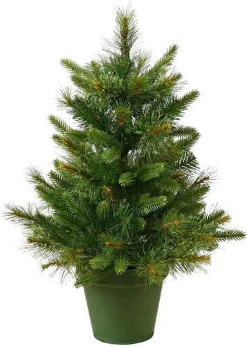 Vista 8 de Vickerman árbol de navidad artificial de pino de cachemira sin iluminación de 24 pulgadas Verde