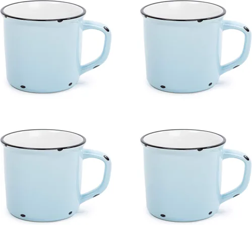 Vista 9 de Luciano Housewares Beautiful Distressed Holiday Collection - Tazas de café esmaltadas, 15.2 onzas, juego de 4 Verde (Mint Green)