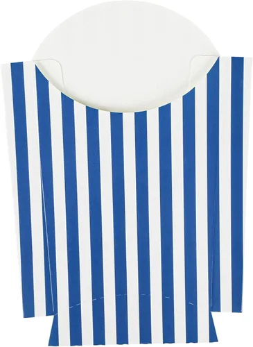 Vista 14 de Restaurantware Bio Tek - Taza de papas fritas desechables de 4.7 x 3.5 x 5.1 pulgadas, 100 vasos desechables para refrigerios, papel azul y blanco