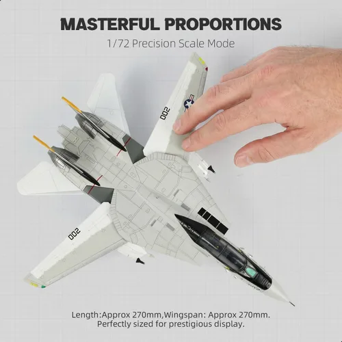 Vista 2 de NUOTIE US Navy F-14 Tomcat 1/72 Modelo de aleación VF-84 Jolly Rogers Avión de combate metálico fundido Modelo de exhibición militar o regalo