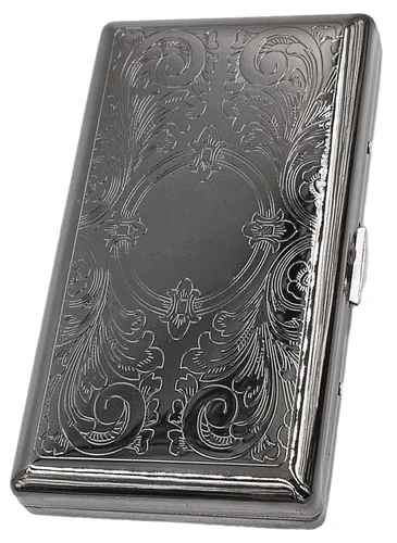 Vista 12 de Kaseby cigarrera doble cara estilo victoriano, patrón de King & 100s Etched.
