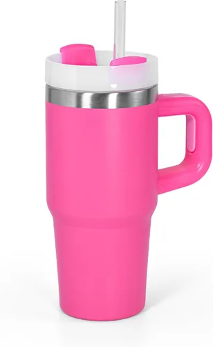 Vista 9 de Vaso de 14 onzas con asa de acero inoxidable de doble capa aislante, botella de agua de acero inoxidable reutilizable para niños, regalos para niños