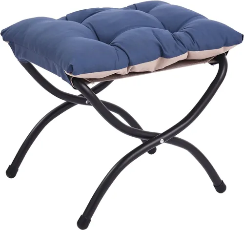 Vista 12 de LITA Taburete reposapiés tapizado plegable, moderno y pequeño otomano portátil con cojín de algodón grueso desmontable acolchado con marco de metal
